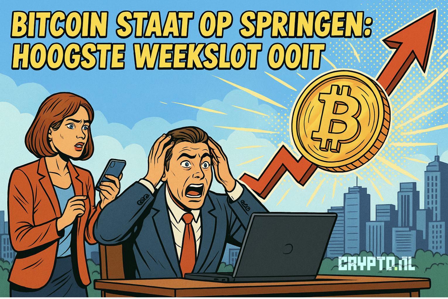 Bitcoin staat op springen: hoogste weekslot ooit, record binnen handbereik