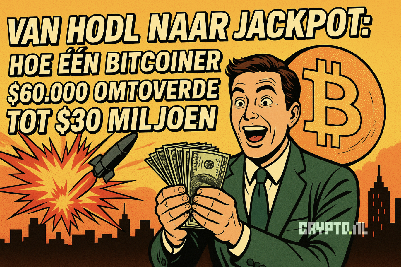 Van HODL naar Jackpot: hoe één Bitcoiner $60.000 omtoverde tot $30 miljoen