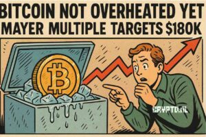 Bitcoin nog lang niet oververhit: koers kan richting $180.000 volgens Mayer Multiple