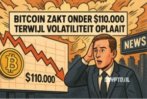 Bitcoin zakt onder $110.000 terwijl volatiliteit oplaait