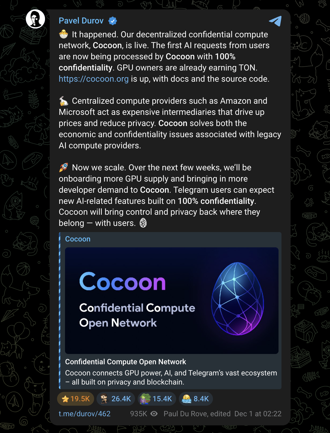Telegram lanceert Cocoon: een decentraal AI-netwerk dat privacy en  opbrengst combineert
