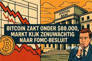Bitcoin zakt onder $88.000: markt kijkt zenuwachtig naar FOMC-besluit