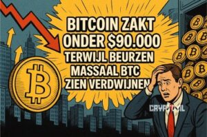 Bitcoin zakt onder $90.000 terwijl beurzen massaal BTC zien verdwijnen