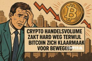 Crypto handelsvolume zakt hard weg terwijl Bitcoin zich klaarmaakt voor beweging