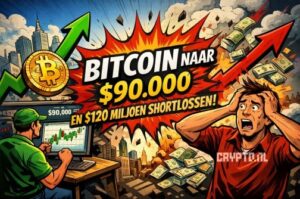 Bitcoin schiet naar $90.000 en veegt $120 miljoen aan shortposities weg
