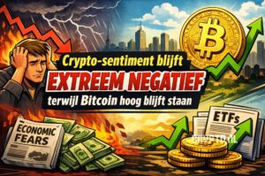 Crypto-sentiment blijft extreem negatief, terwijl Bitcoin hoog blijft staan