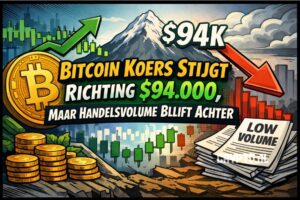 Bitcoin koers stijgt richting $94.000, maar handelsvolume blijft achter