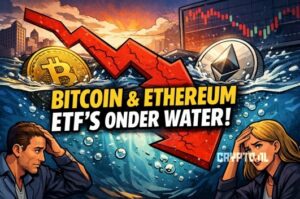 Bitcoin en Ethereum ETF’s onder water: waarom beleggers toch blijven zitten