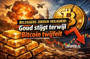 Beleggers zoeken veiligheid: goud stijgt terwijl Bitcoin twijfelt