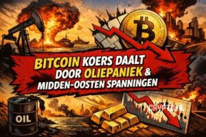 Bitcoin koers daalt door oliepaniek en spanningen in Midden-Oosten