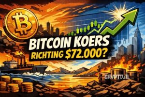 Bitcoin koers stijgt richting $72.000 terwijl markt nieuwe uitbraak test