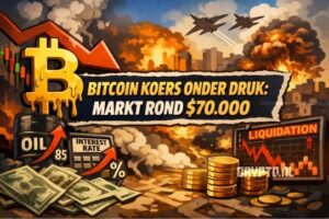 Bitcoin koers onder druk: markt wordt voorzichtiger rond $70.000