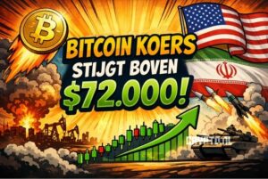Bitcoin koers stijgt boven $72.000 ondanks geopolitieke spanningen