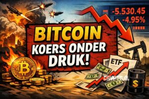 Bitcoin koers onder druk door oorlog en uitstroom uit ETF’s