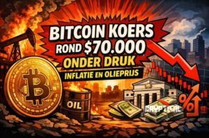 Bitcoin koers rond $70.000 onder druk door inflatie en olieprijs