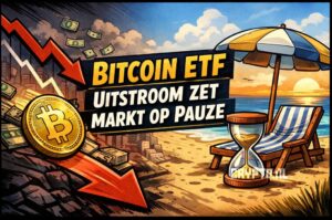 Bitcoin ETF uitstroom zet markt op pauze
