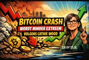 Bitcoin crash wordt minder extreem volgens Cathie Wood