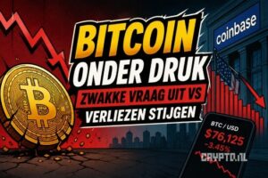 Bitcoin koers onder druk door zwakke vraag uit VS en stijgende verliezen