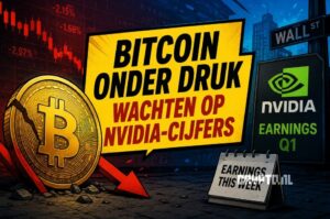 Bitcoin koers wankelt terwijl beleggers wachten op cruciale Nvidia-cijfers