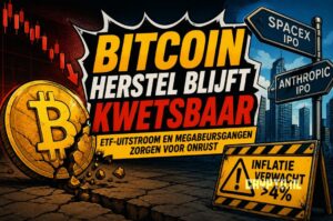 Bitcoin koers onder druk door ETF-uitstroom en economische onzekerheid