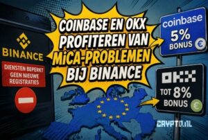 Coinbase en OKX profiteren van MiCA-problemen bij Binance