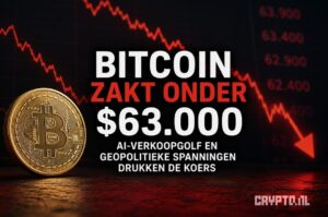 Bitcoin koers onder druk door AI-verkoopgolf en geopolitieke spanningen