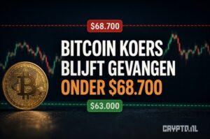 Bitcoin koers botst op verkoopdruk rond $68.700