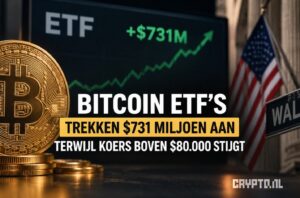 Bitcoin ETF’s trekken $731 miljoen aan terwijl koers boven $80.000 stijgt