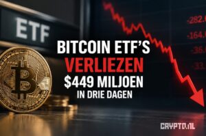 Bitcoin ETF’s verliezen $449 miljoen in drie dagen