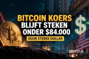 Bitcoin koers blijft steken onder $84.000 door sterke dollar
