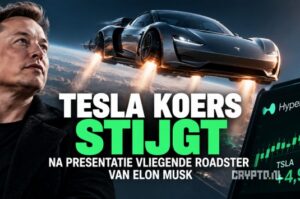 Tesla koers stijgt na presentatie vliegende Roadster van Elon Musk