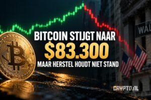 Bitcoin koers stijgt naar $83.300, maar herstel houdt niet stand